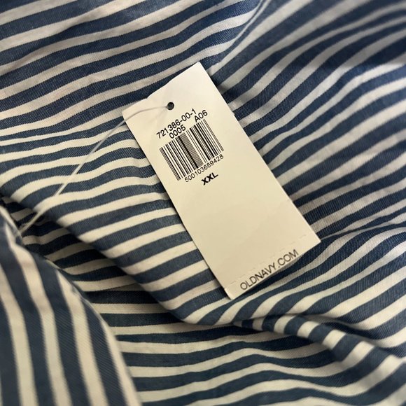 NWT Old Navy Fit & Flare Sleeveless Striped Tie-Shoulder Smocked Maxi Dress - Picture 2 of 2